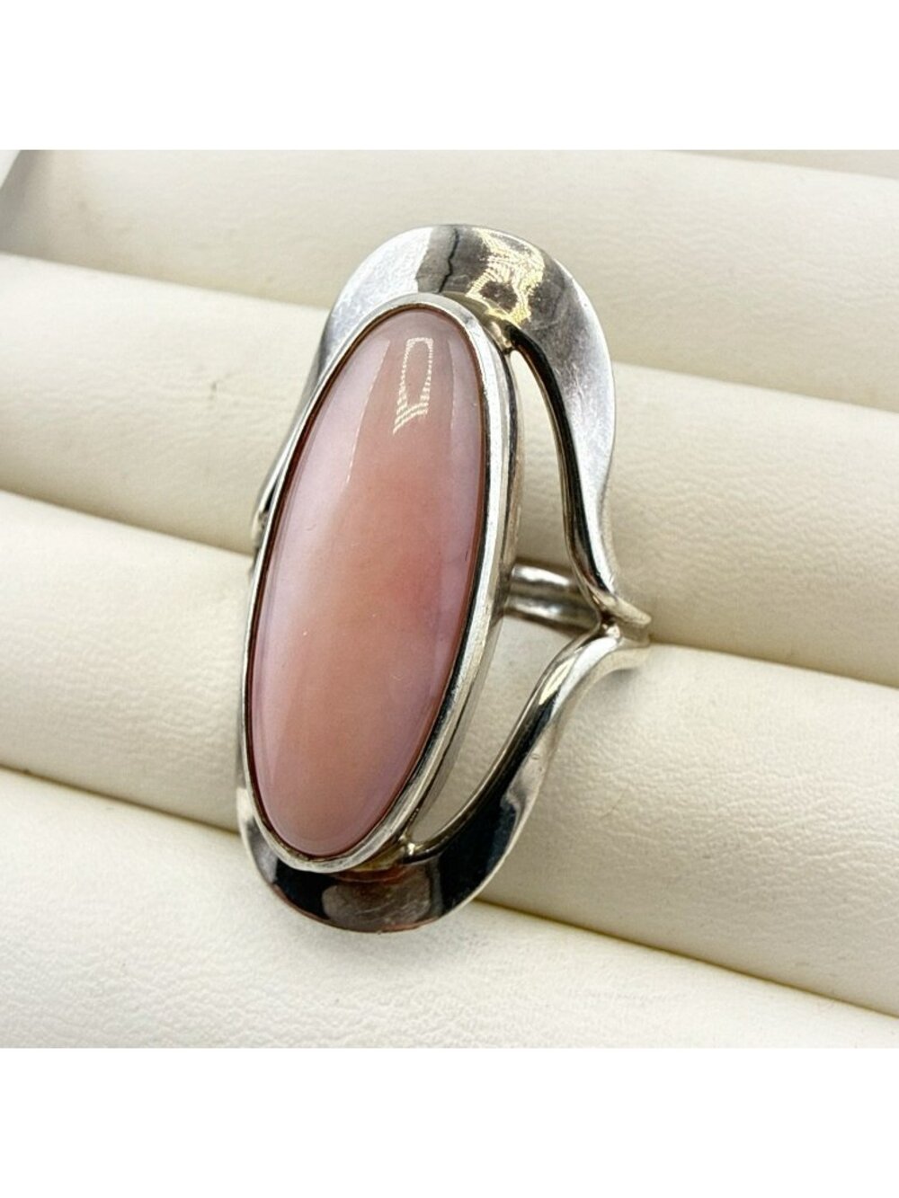 Dominique Dinouart Sterling Silver Ring Pink Opal DDD 925 Size 9 Modernist